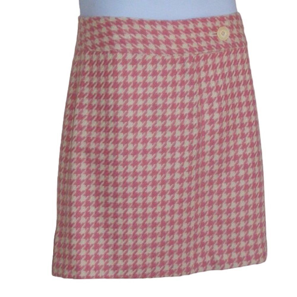 new VINEYARD VINES Skirt, 4, Pink/Off-White Houndstooth, Zipper, Wool blend - Picture 3 of 8